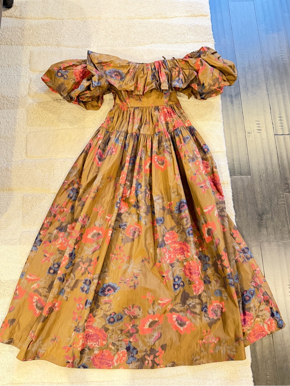 Ulla Johnson Floral Print Dress in Coral, Pink and Brown